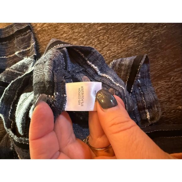 J. Jill Pure Jill Gray Mixed Texture Stripe Body Fit Top sz XL EUC - Picture 8 of 8